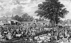 Woburn Sheepshearing; engraved by Thomas Morris