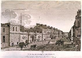 The Bank of France from Rue Croix-Petits-Champs; engraved by Eugene Dubois