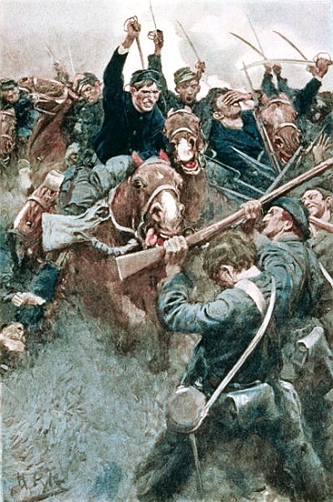 Jackson''s Brigade Standing Like a Stone Wall before the Federal Onslaught at Bull Run, illustration from (after) Howard Pyle