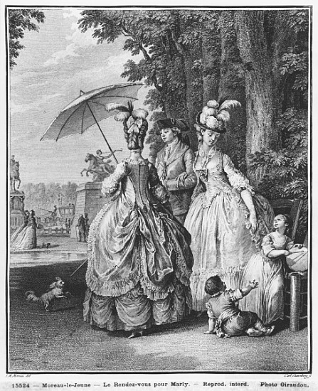 The rendezvous for Marly; engraved by Carl Guttenberg (1743-90) c.1777 from (after) Jean Michel the Younger Moreau