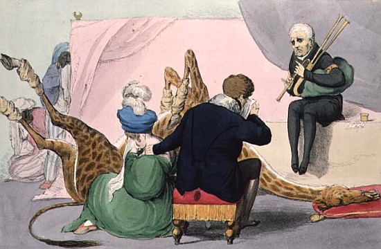Le Mort'', George IV (1762-1830), caricature of the King grieving the death of the giraffe at London from (after) John (H.B.) Doyle