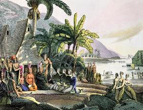 Meeting between the Expedition Party of Otto von Kotzebue (1788-1846) and King Kamehameha I (1740/52