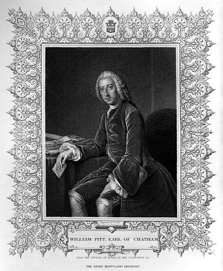 Portrait of William Pitt, 1st Earl of Chatham; engraved by William Holl the Younger (1807-71) from (after) of Bath Hoare William