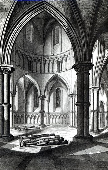 Interior of the Temple Church showing the effigies of the Knights9b/w photo) from (after) R.W. Billings