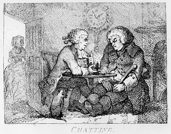 Chatting, illustration from ''Picturesque Beauties of Boswell, Part the First'', etched by Thomas Ro from (after) Samuel Collings