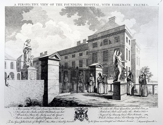 A perspective view of the Foundling Hospital; engraved by Edward Rooker from (after) Samuel Wale
