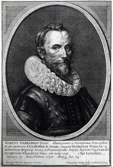 Self Portrait; engraved by Wenceslaus Hollar from (after) the Younger Gheeraerts Marcus