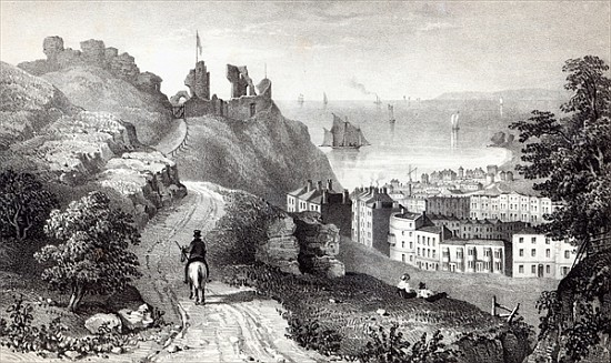 Hastings Castle from the Revd W. Wallinger''s Plantation; engraved by R. Martin from (after) Thomas Ross