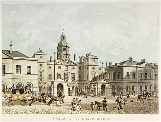 A view of the Horse Guards from Whitehall ; engraved by J.C Sadler from (after) Thomas Hosmer Shepherd