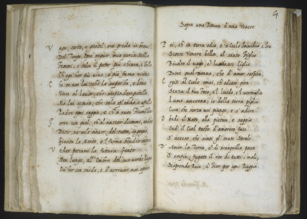 A.Bronzino, Manuscript of a sonnet from Agnolo Bronzino