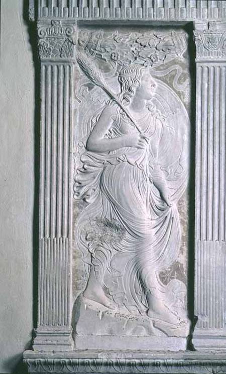 Virgo represented by Ceres from a series of reliefs depicting the planetary symbols and signs of the from Agostino  di Duccio