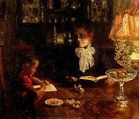 Mother and child in an evening interior from Aksel Frederiksen