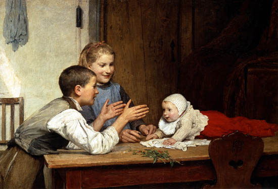 The three brothers and sisters from Albert Anker