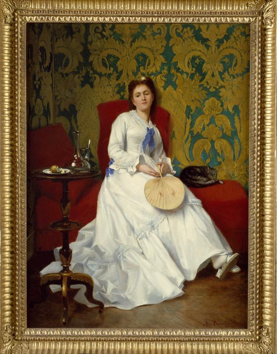 Lady in white with fan from Albert Roosenboom