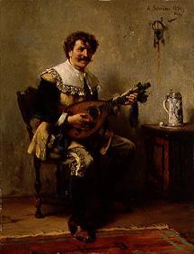 A happy lute player in clothes of the 17th Jh.s. from Albert Schröder