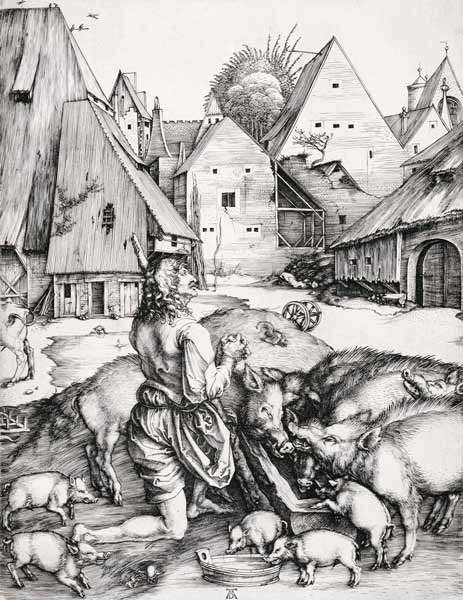 The Prodigal Son amind the Swine from Albrecht Dürer