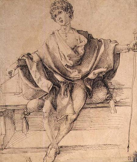 Seated Youth with Scales and a Cane from Albrecht Dürer