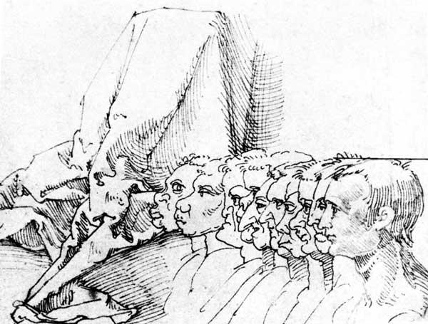 A.Dürer, Ten Heads in Profile / Draw.