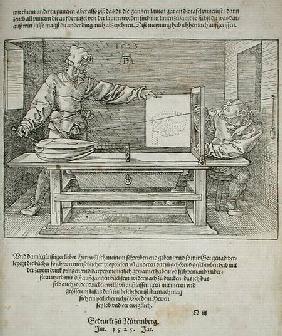 Scene from Durer's 'Course in the Art of Drawing'