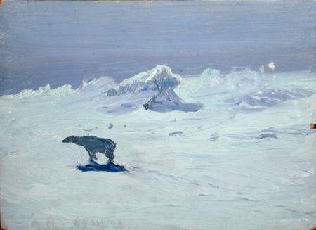 A Polar Bear Hunting in Moonlit Night from Aleksandr Alekseevich Borisov