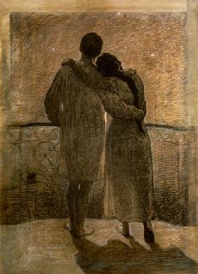 Young Couple (central panel from a triptych)
