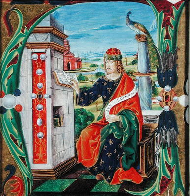 Historiated initial 'A' depicting King Solomon, Lombardy School, c.1499-1511 (vellum) from Alessandro Pampurino