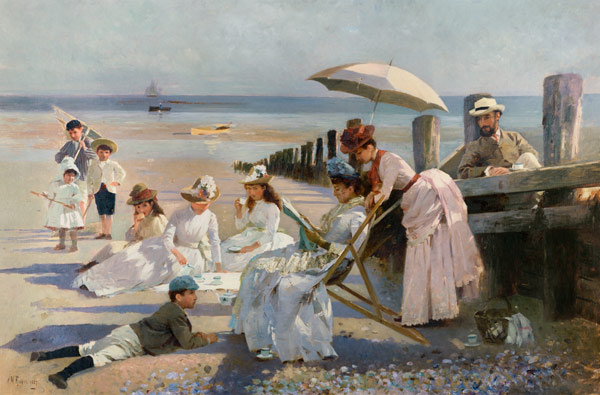 On the Shores of Bognor Regis - Portrait Group of the Harford Couple and their Children from Alexander Rossi