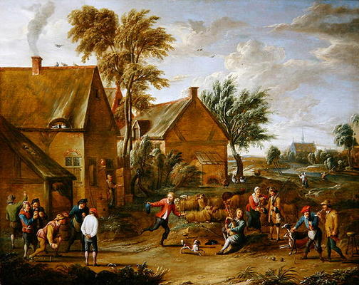 A Game of Bowls by a Tavern (oil on canvas) from Alexander van Bredael