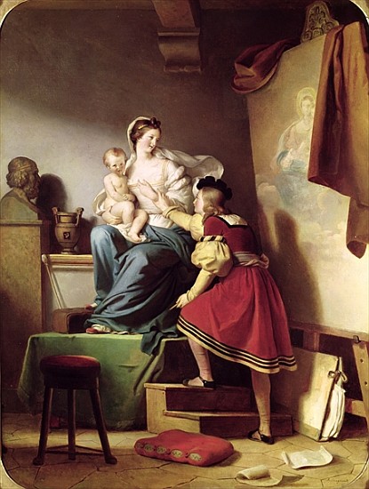 Raphael Adjusting his Model''s Pose for his Painting of the Virgin and Child from Alexandre Evariste Fragonard
