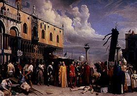 The burial Tizians during the plague in Venice 1576.