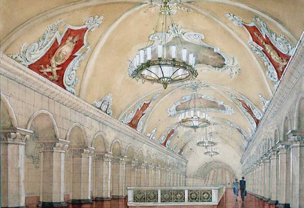 Project for the Komsomolskaya Metro station from Alexei Wiktorowitsch Schtschussew