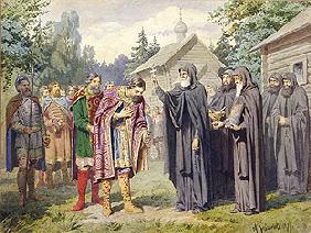Fürst Dimitry bei Sergej von Radonesch vor der Schlacht gegen die Tataren