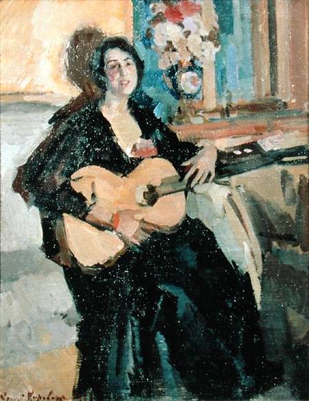Lady with a Guitar from Alexejew. Konstantin Korovin
