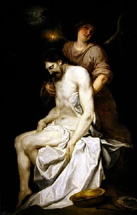 The dead Christ supported by an angel
