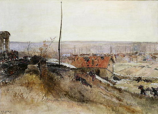 Attack on the Lime Kiln at the Champigny Quarry, 2nd December 1870, 1881 (oil on canvas) from Alphonse Marie de Neuville