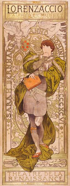 Poster for A. de Musset's 'Lorenzaccio' in Paris. 1896