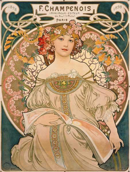 Alphonse Mucha Art Nouveau 16.5 x 11.5" inch Autumn Poster & Free Dance Print 