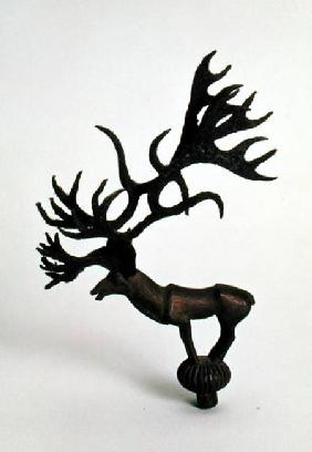 Terminal depicting a deer, from the Pazyryk Burial Mounds