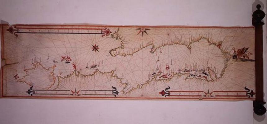 Miniature Nautical Map of the Adriatic, 1624 (parchment) from Alvise Gramolin