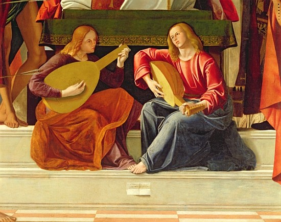 The angel musicians, from the altarpiece of Saint Ambrose (detail of 230093) from Alvise Vivarini