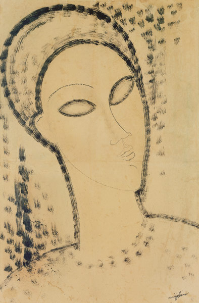 Head (pen & ink on paper) from Amadeo Modigliani