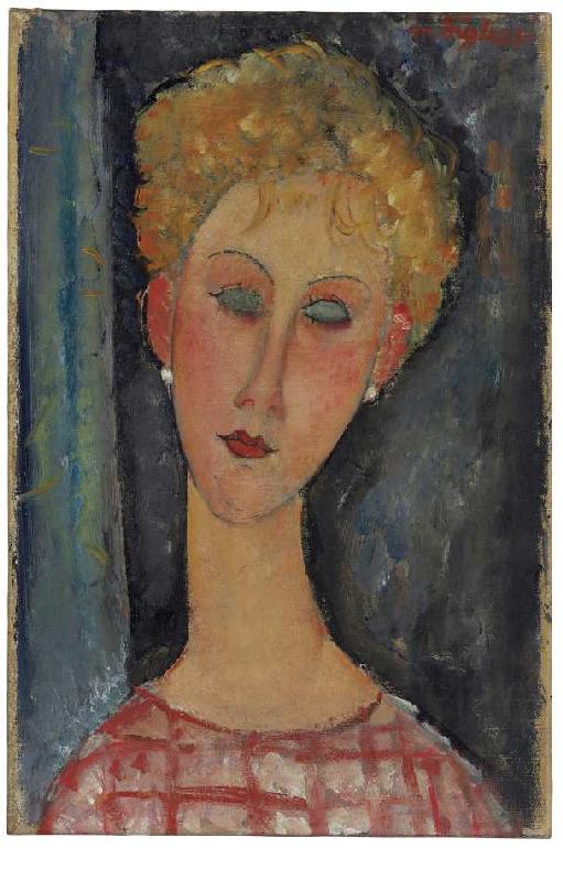 Blonde junge Frau mit Ohrringen from Amadeo Modigliani