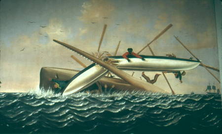 Whale attacking a Long Boat from American School