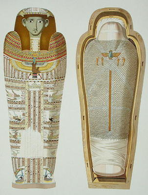 Case and mummy in its cerements from Gizeh, Volume II, plate XXVI from 'Ancient Egypt' by Samuel Aug from American School, (19th century)
