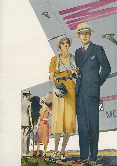 1920s Couple About to Board a Commercial Flight from American School, (20th century)