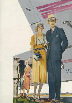 1920s Couple About to Board a Commercial Flight
