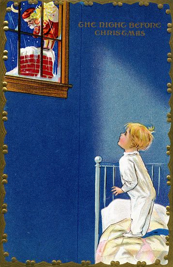Child Sees Santa on the Roof on Christmas Eve from American School, (20th century)