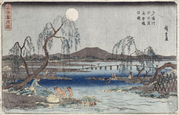 Catching Fish by Moonlight on the Tama River, from a series 'Snow, Moon and Flowers' ('Settsu Gekka' from Ando oder Utagawa Hiroshige