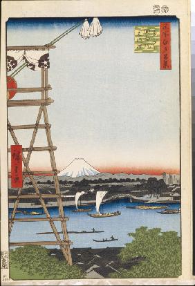 Ekoin Temple in Ryogoku and Moto-Yanagi Bridge (One Hundred Famous Views of Edo)