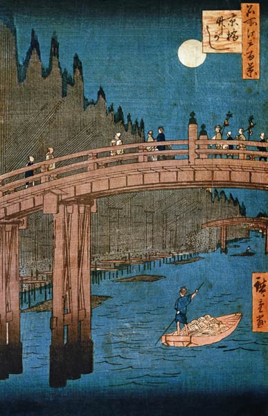 Kyoto bridge moonlight, from the series ''100 Views of Famous Place in Edo'', pub. 1855 from Ando oder Utagawa Hiroshige